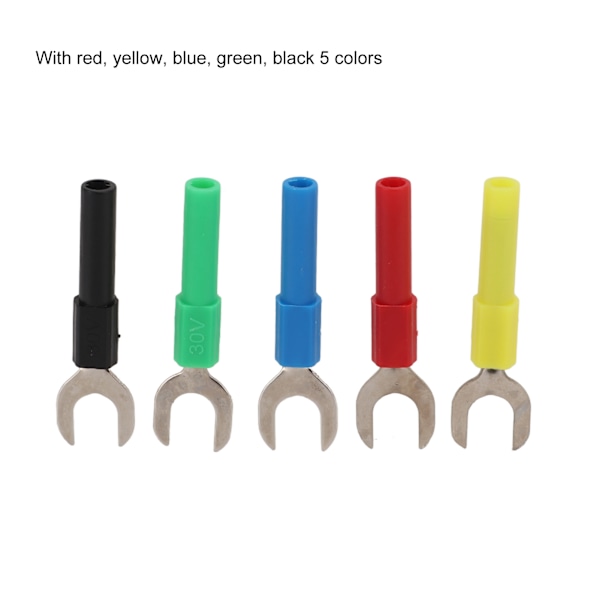 10 stk. gaffel spade ledningsforbindelser 5 farver 8mm/0,3in afstand U-type 4mm/0,2in hale banan jackstikadapter til test
