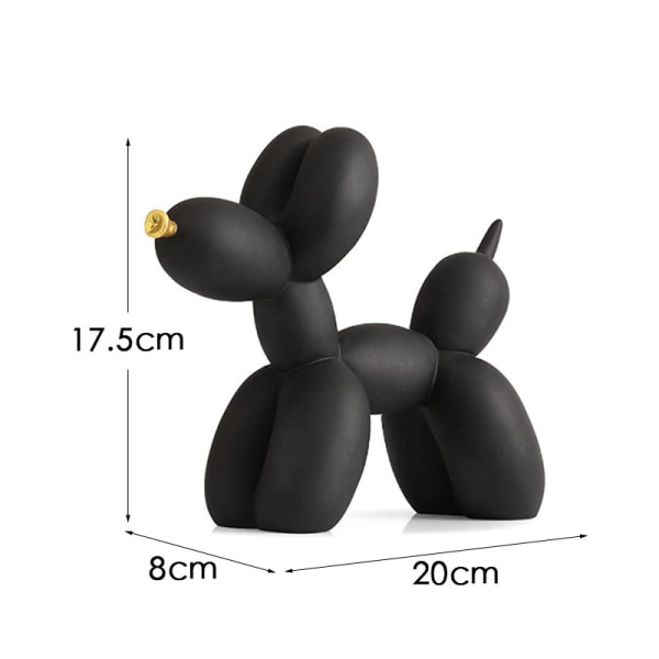 Hartsskulptur Ballonghund Heminredning för rum Skrivbordsdekoration (svart guldmun)
