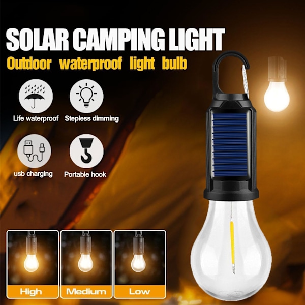3-pack solcellsladdningsbara campinglampor - LED gult ljus för utomhusbruk