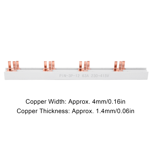 PIN-TYPE Kobberskinne 3P 12-vejs 63A PVC God ledningsevne til strømafbryder distributionsboks 230‑415V