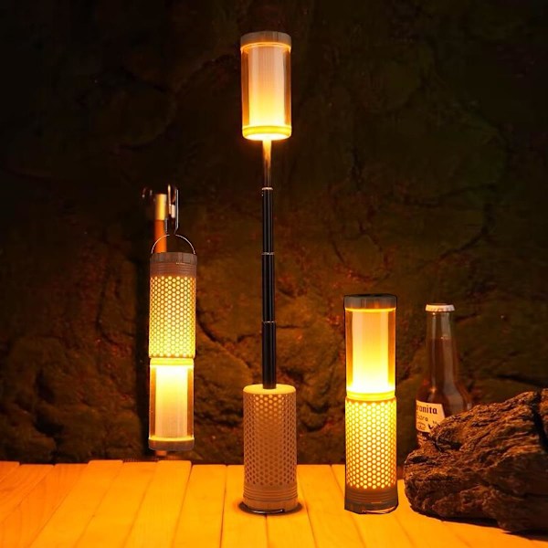 Uppladdningsbar Teleskopisk Campinglampa - Magnetisk Vattentät & Dimbar för Nödsituationer, Fiske & Vandring Apricot