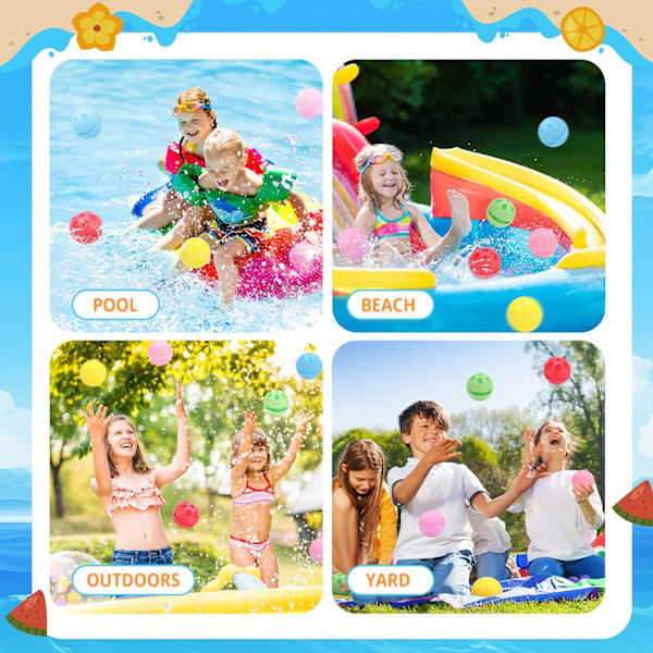 12-pack Självlysande Vattenballonger - Latex-fria Stänkbollar i Silikon för Utomhuslekar på Sommaren, Vattenlekar för Pool och Strand, Barn & Vuxna