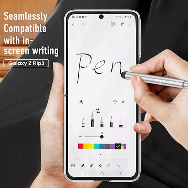Skal för Samsung Galaxy Z Flip 3 med S Pen och Ringhållare, Ultratunt Matt Läder Anti-Drop Telefonskal med Kameraskärmsskydd