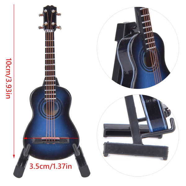 Miniature Klassisk Guitar Model Mini Træ Guitar Desktop Dekoration Ornamenter Blue