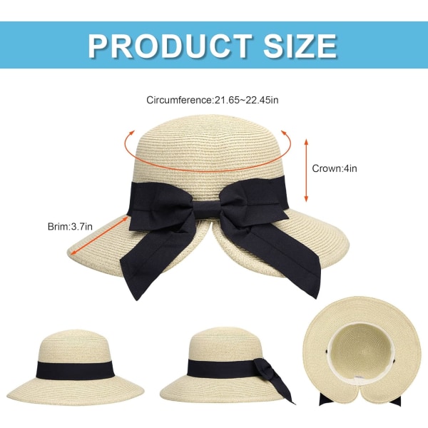 Solhattar för kvinnor UPF 50+ Dam Lättvikts Fällbar/Packbar Strand Solhatt Beige