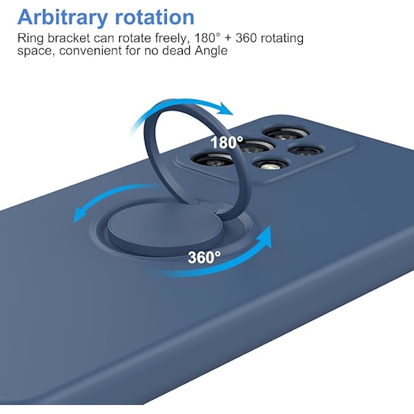 Designat för Samsung Galaxy A53 5G Skal, Galaxy A53 5G Silikonskal med Ringhållare Ställ [Mjukt Anti-Rep Mikrofiberfoder