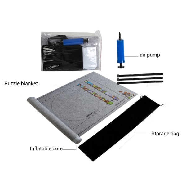 Bærbare puslespilsmåtter Stiksavsrulle Filtmåtte Legemåtte Puslespil Tæppe til op til 1500 brikker Puslespil Rejsetaske