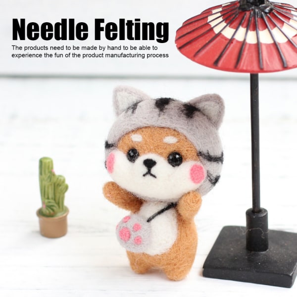 Nålefilting startpakke Dyrefigur Form Håndverk DIY Håndverk Gave Materialpose Cat Shiba Inu