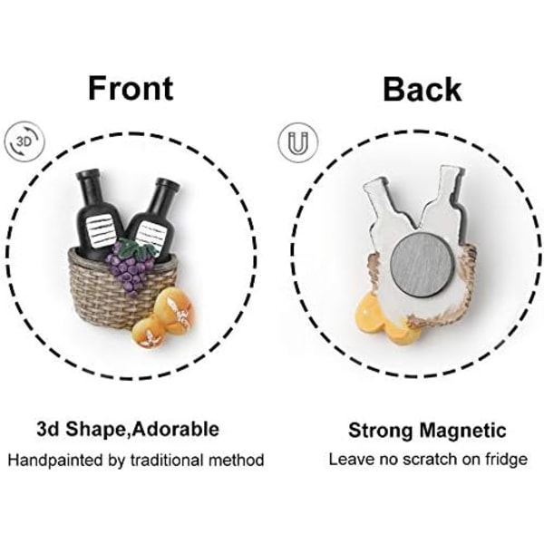 3D Keittiötarvikkeet Jääkaappimagneettisetti - 5 kpl Söpöjä Hartsimagneettikoristeita Jääkaappiin, Valkotaululle, Kaappiin ja Metallipinnoille - Täydellinen B-cookware(5pcs)