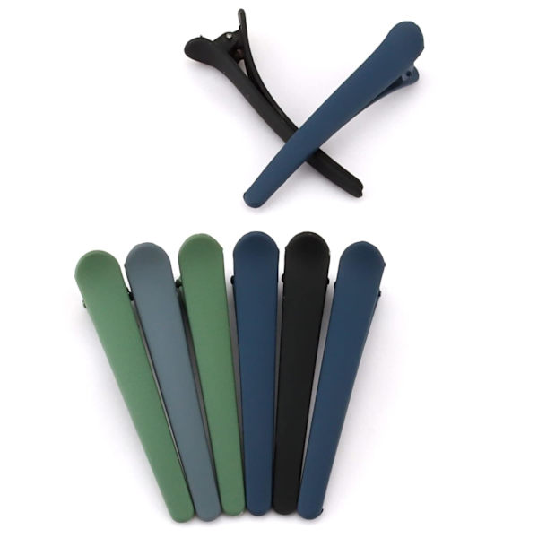 12 stk hårklemmer for stylingseksjoner, 3,1 tommer matte alligator hårklemmer hårspenner ingen brett andebildet hårklemme Black,Grey,Blue,Green