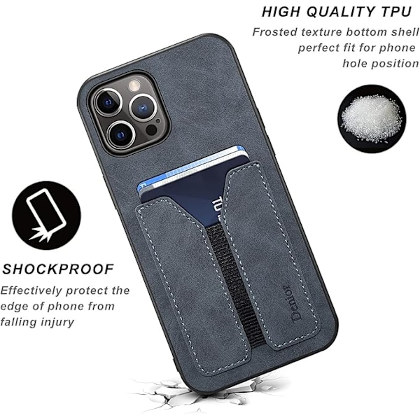 Fodral för iPhone 12 Pro, PU Läder Plånboksfodral med Kreditkortsfack Ultra Slim Skyddsfodral för iPhone 12 Pro 6.1 tum (gr