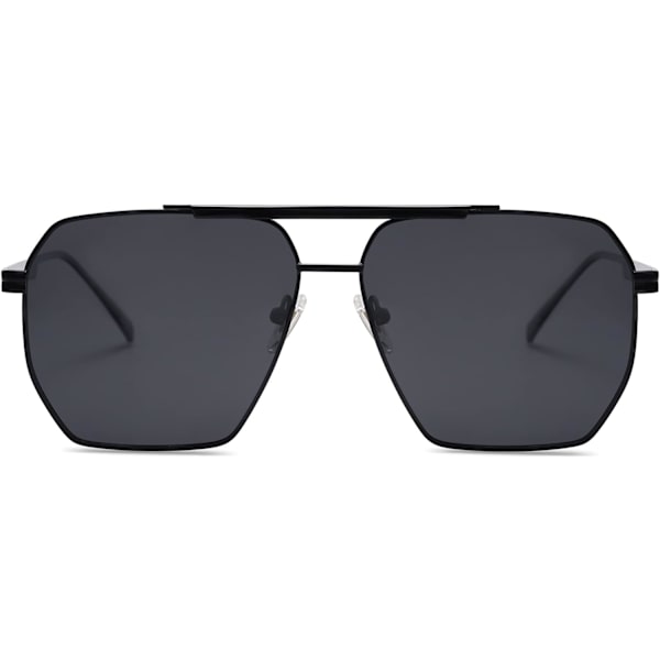 Retro Ylisuuret Neliömäiset Polarisoivat Aurinkolasit Naisille Ja Miehille Vintage Sävyt UV400 Klassiset Suuret Metalliset Aurinkolasit Shiny Black