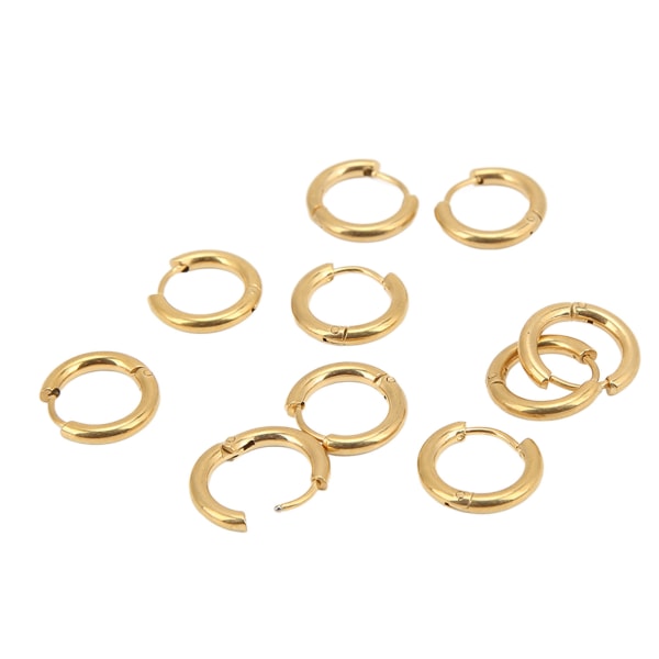 10 stk. øreringer i gullfarget ståltråd, diameter 2,5 mm, innvendig diameter 10 mm