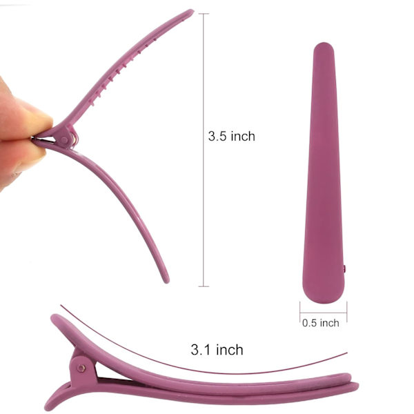 12 st hårklämmor för styling sektionering, 3,1 tum matta alligator hårklämmor hårspännen ingen veck anka näbb hårklämma Pink,Purple
