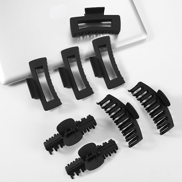 Hårklemmer for kvinner 4,3 tommer store hårkloklemmer for kvinner tynt tykt krøllete hår, store matte bananklemmer, sterke hold kjeveklemmer Black