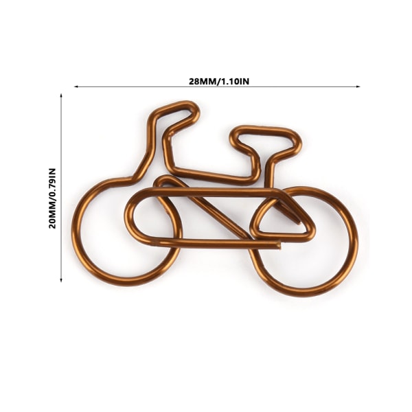 20 kpl Metallinen polkupyörän muotoinen paperiliitin Kahvin väri Kirjanmerkki Office School Paperipidike