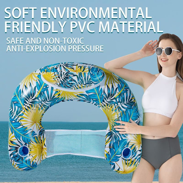 Premium Pool Lounge Flyder til Voksne - Komfortabel Oppustelig Stol med Kopholdere & Nakkestøtte, Sommer Pool Party Essential, Hvid white