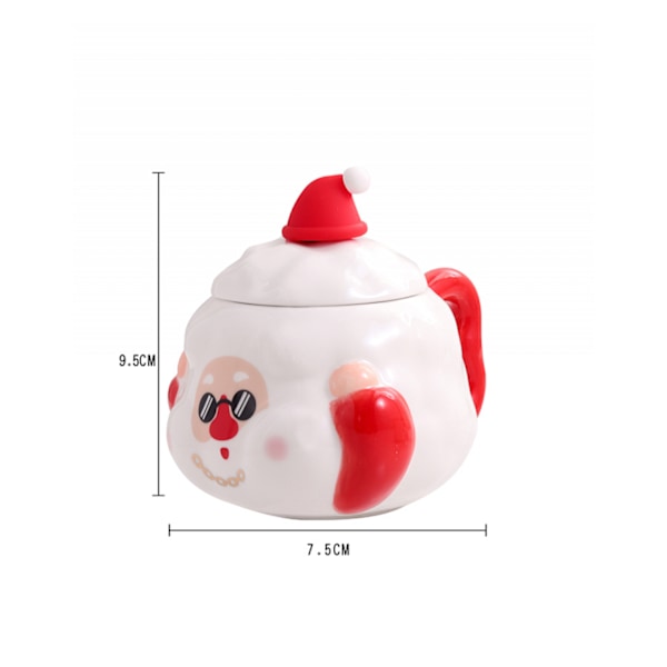 Anyzoo 1pc Julserie Keramikmugg, Vattenkopp Med Lock Och Sked, Cartoon Kaffeemugg Med Presentpåse, Lämplig För Utomhusfest, Camping, Picknick
