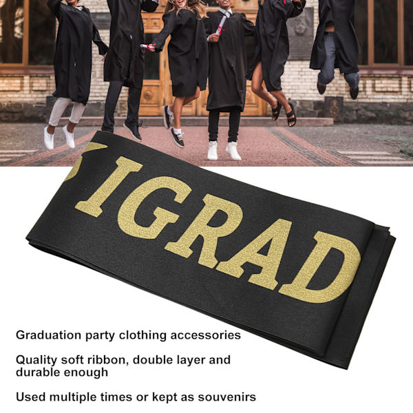 10 stk. Graduation Sash Class of 2023 Stole med guldglitterbogstav I Graduated til fest