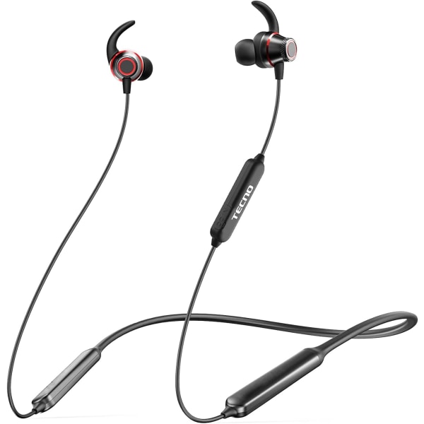 B1 Bluetooth-hodetelefoner, trådløse Bluetooth-ørepropper med 38 timers spilletid, trådløse Bluetooth-hodetelefoner for sport, svettebestandige og IPX5-vanntett Wirel Black