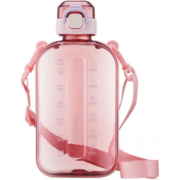 Sportvattenflaska 750 ml, läckagefri och BPA-fri dryckesflaska, gymvattenflaska (rosa)