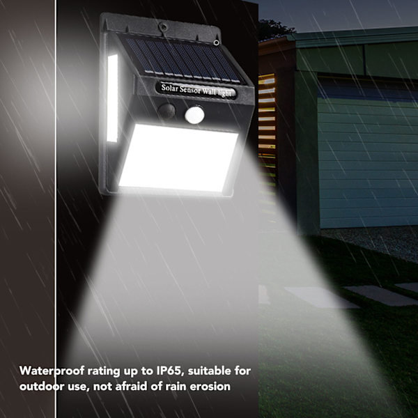 LED solcelle vegglampe IP65 vanntett 3 sider lys smart sensor solcelledrevet vegglampe for utendørs hage