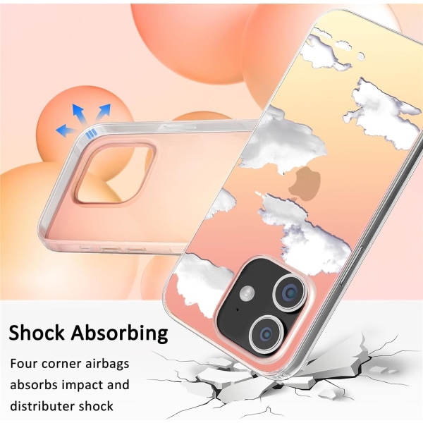 Telefon Hard Case Kompatibel med iPhone Case Slim Cystal Clear Holographic White Cloud Women Girls, Hard PC Shockproof Protective Design iPhone 13