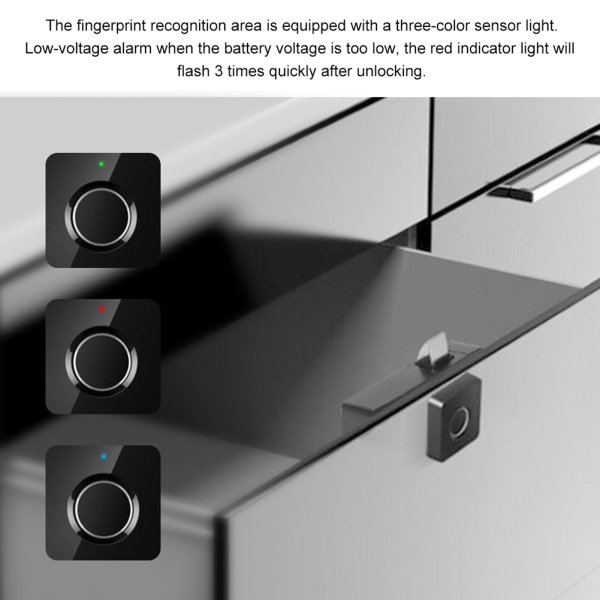 Smart Biometrisk Fingeravtrykklås Rask Opplåsing USB-lading for Oppbevaringsskap Skuff Skap