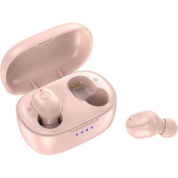 Trådløse ørepropper, Bluetooth-ørepropper med mikrofon, 8 mm drivere med stor stereobass, IPX5 vanntett, 35 timers spilletid, kompatible Bluetooth-øretelefoner Pink