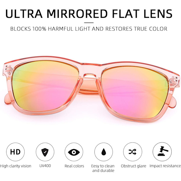 Womens Solbriller UV400 Spejlede Linser, Perfekt til Udendørs, Ferie, Kørsel Light Orange