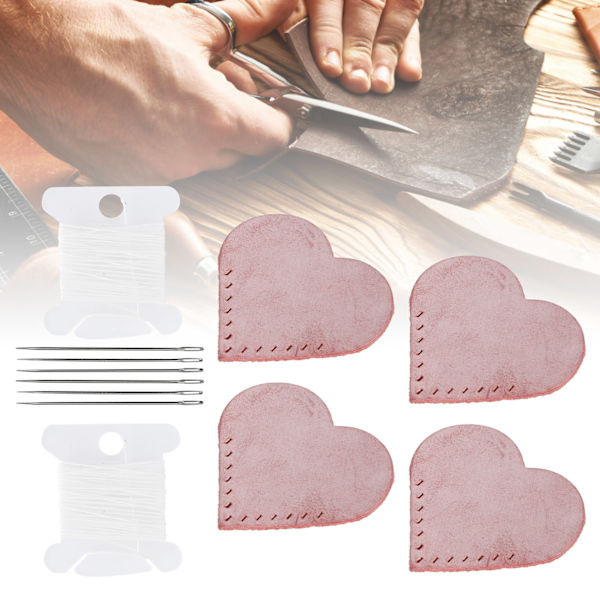 2 sett hjerteformede stoffhjørnebokmerker DIY skinnvarer symateriale Pink