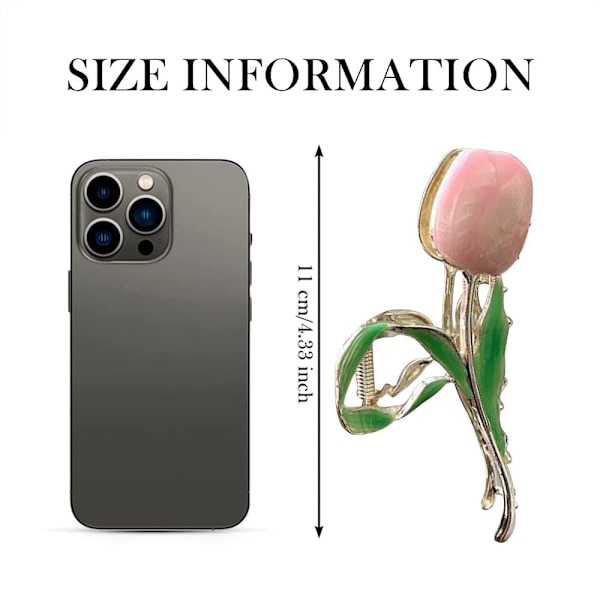 Blomsterhårklemme for kvinner, 2 stk store tulipaner sklisikre sterke metallhårklemmer flerfarget hold hårklemme Tulip