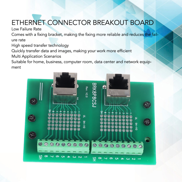 Ethernet-kontaktbrytarkort Snabb överföring DIN-skena montering RJ45 M2 Terminal Block