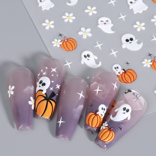 Halloween Nail Patch Partihandel INS Relief Stereo, Ghost Skull Nails, Patch
