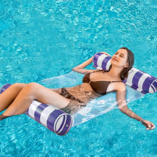 2-pak 4-i-1 Oppustelig Pool Flyde Hængekøje - Multifunktionel Sadel Lounge Hængekøje Drifter til Sommer Pool/Strand blue pink 70*65cm