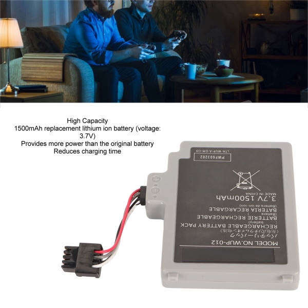 WUP 012 Gamepad-batteri 1500mAh genopladelig udskiftnings lithium-ion-batteripakke til Wii U WUP 012 WUP 010