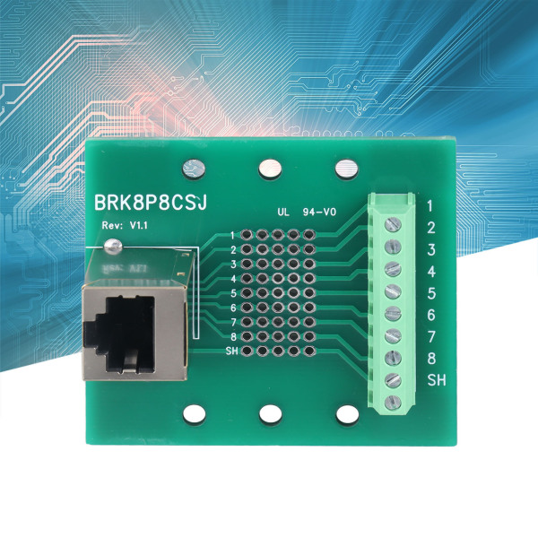 RJ45 Ethernet-kontakt Breakout Board 8P8C nettverksport skrue terminalkort med brakett for datamaskiner Rutere brytere