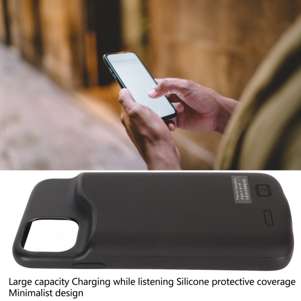 Telefon Batteri Etui til IOS 11 Pro Max 6.5in Udvidet Opladning Beskyttende Cover 6000mAh Genopladelig Indikator Slim Etui Black