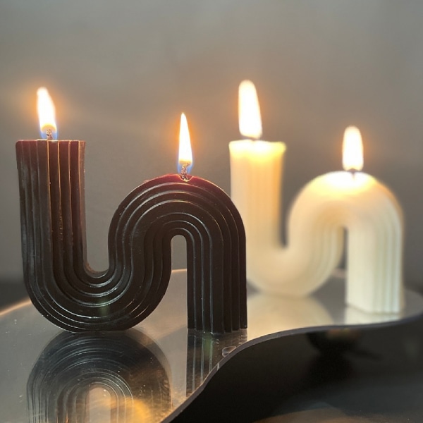 Geometri Estetisk Ljus Form, Sojavax Doftljus Konst Dekorativt Handgjorda för bröllop Jul Födelsedagspresent（svart）