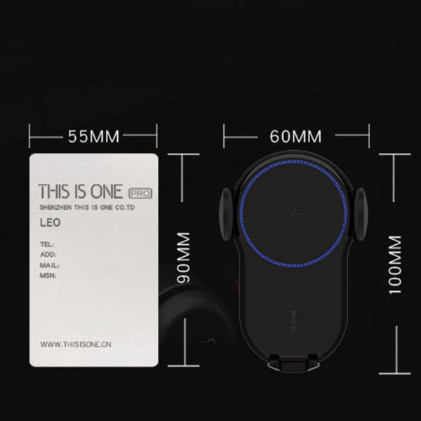 Qi 15W Automatisk Klemmende Biltelefonholder Trådløs Lading - Kul Sort [Luftuttak Ikke-Trådløs Lading] (Ett Sett)