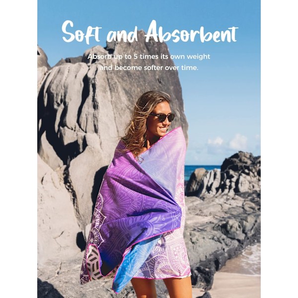 Strandhandduk Mikrofiber, Extra Stor 178cm*80cm Överdimensionerad Resehandduk - Snabbtorkande, Sandfri, Kompakt, Lättviktig - Strandtillbehör