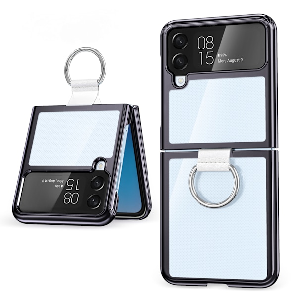Designet til Samsung Galaxy Z Flip 4 Cover Klar Krystal med Ring Stand Holder, Anti-Fald Slankt Stødsikkert Beskyttende Telefon Cover Cas