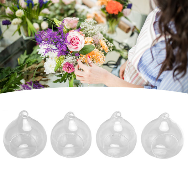 4 stk mini glasvase med reb DIY Håndværk Tykke, ubrydelige klare vaser til dekoration af bryllupsbaggrunde