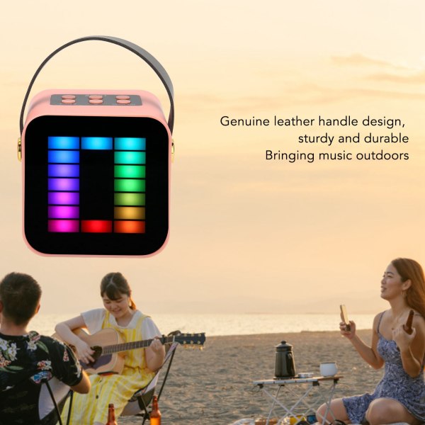 Mini Karaoke Maskin Sett RGB Pickup Lys Digital Behandlingsbrikke Håndholdt Bærbar Bluetooth Høyttaler med Mikrofon Pink