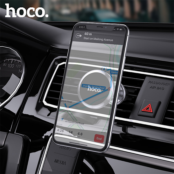 hoco. CA69 Zhixing aluminiumlegering udvidet version luftudtag magnetisk suge bilholder bil mobiltelefon navigationsholder