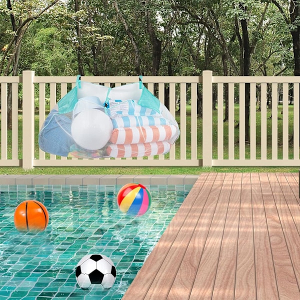Foldbar Pool Opbevaringspose - Vandtæt Mesh Organizer til Pool Legetøj, Flydere & Tilbehør, Hængende eller Bærende, Stor Kapacitet, Grøn green