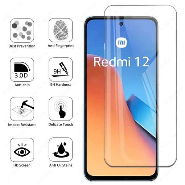 Härdat glas för Xiaomi Redmi 12 Full Coverage Protective Glass Screen Protector