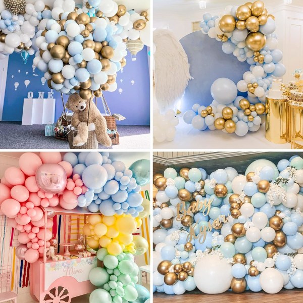 129stk Pastellblå Ballonger Ulike Størrelser 18 12 10 5 Tommer for Girlanderbue, Lyseblå Ballonger for Bursdag Baby Shower Kjønnsavsløring Bryllupsfest Pastel Blue