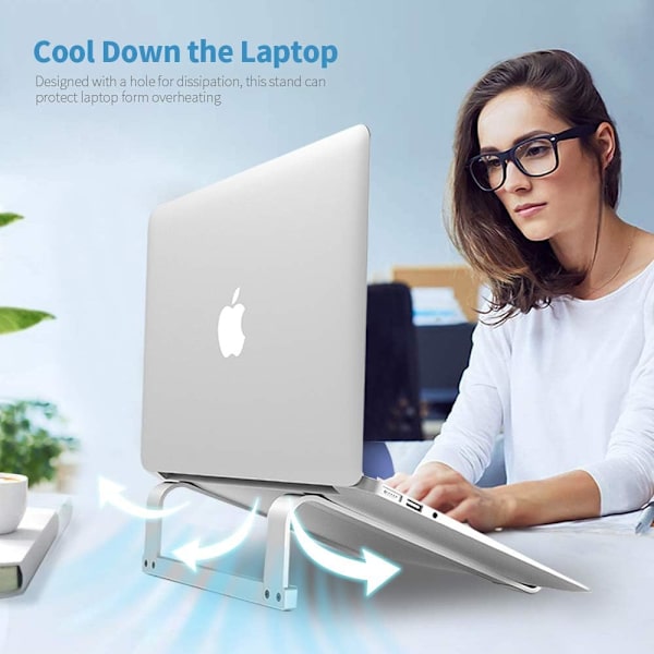 Ergonomiskt laptopställ med stabil kylningsdesign, justerbar höjd för bekväm visning, passar 12-16 tums bärbara datorer, perfekt för Silver