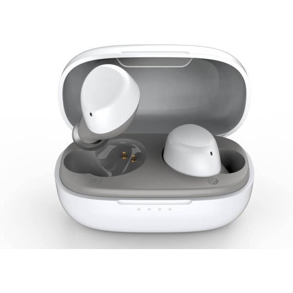 A1 Mini trådløse ørepropper Bluetooth 5.3 i øret Lettvekt hodetelefoner Innebygd mikrofon, IPX5 vanntett, Immersive Premium Sound Langdistanse Con White